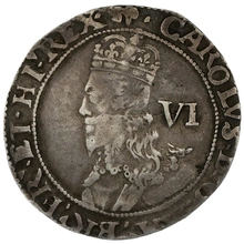 1638-1639 Silver Sixpence Coin Charles I Hammered Anchor