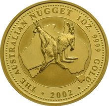 2002 Australian Kangaroo Gold Nugget Coin 1oz