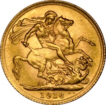 1916 Gold Sovereign Coin George V NGC MS63