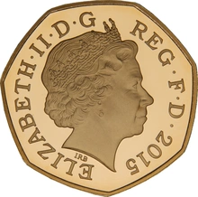 2015 Proof Gold 50p Coin Royal Shield Fourth Portrait