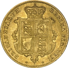 1869 Gold Half Sovereign Queen Victoria Young Head Shield Back NGC AU55