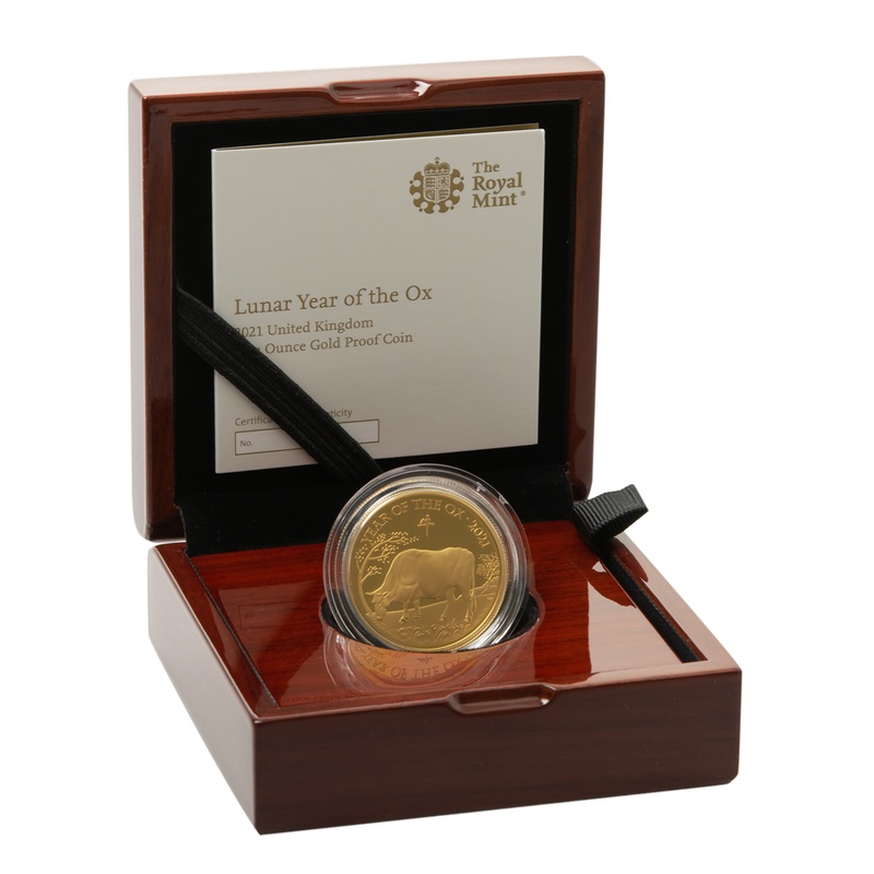 2021 Royal Mint 1oz Year of the Ox Proof Gold Coin Boxed