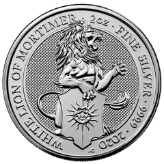 2020 2oz White Lion of Mortimer Silver Coin Queen's Beasts