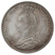 1892 Silver Sixpence Coin Queen Victoria 