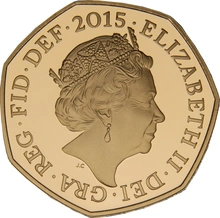 2015 Proof Gold 50p Coin Royal Shield Fifth Portrait