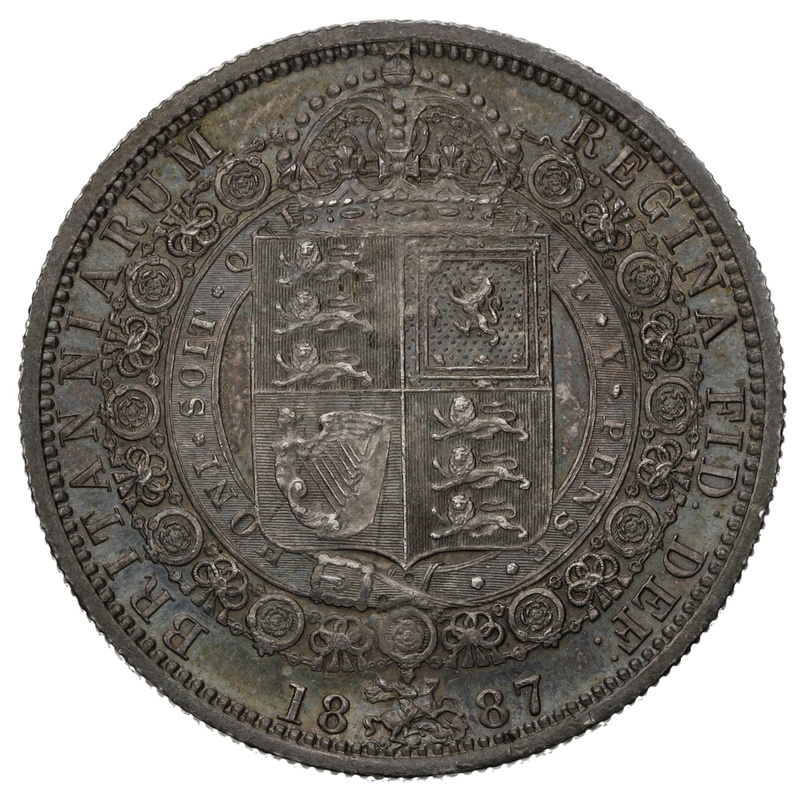 1887 Silver Half Crown Coin Queen Victoria