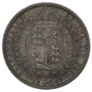 1887 Silver Half Crown Coin Queen Victoria
