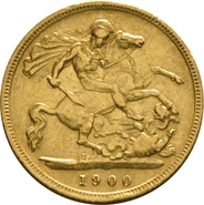 1900 Gold Half Sovereign Queen Victoria Old Head