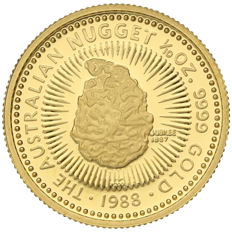 1988 Proof 1/10oz Australian Kangaroo Gold Nugget Coin