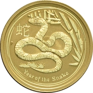 2013 Year of the Snake Gold Coin 1/2oz Perth Mint Australian Lunar Series