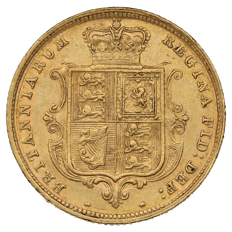 1883 Gold Half Sovereign Queen Victoria Young Head Shield Back