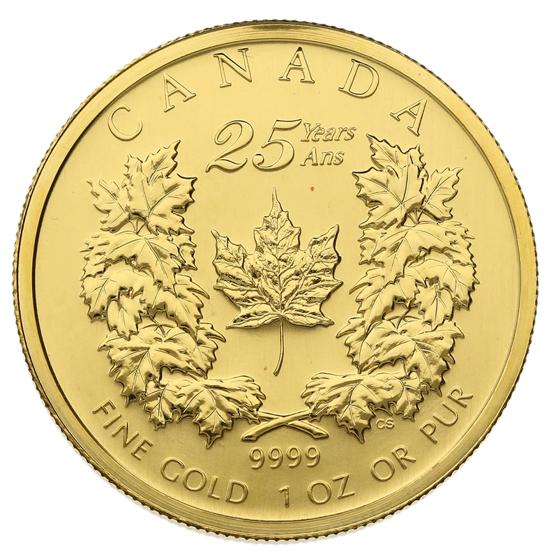 2004 Canadian Maple Leaf Gold Coin 1oz 25th Anniversary
