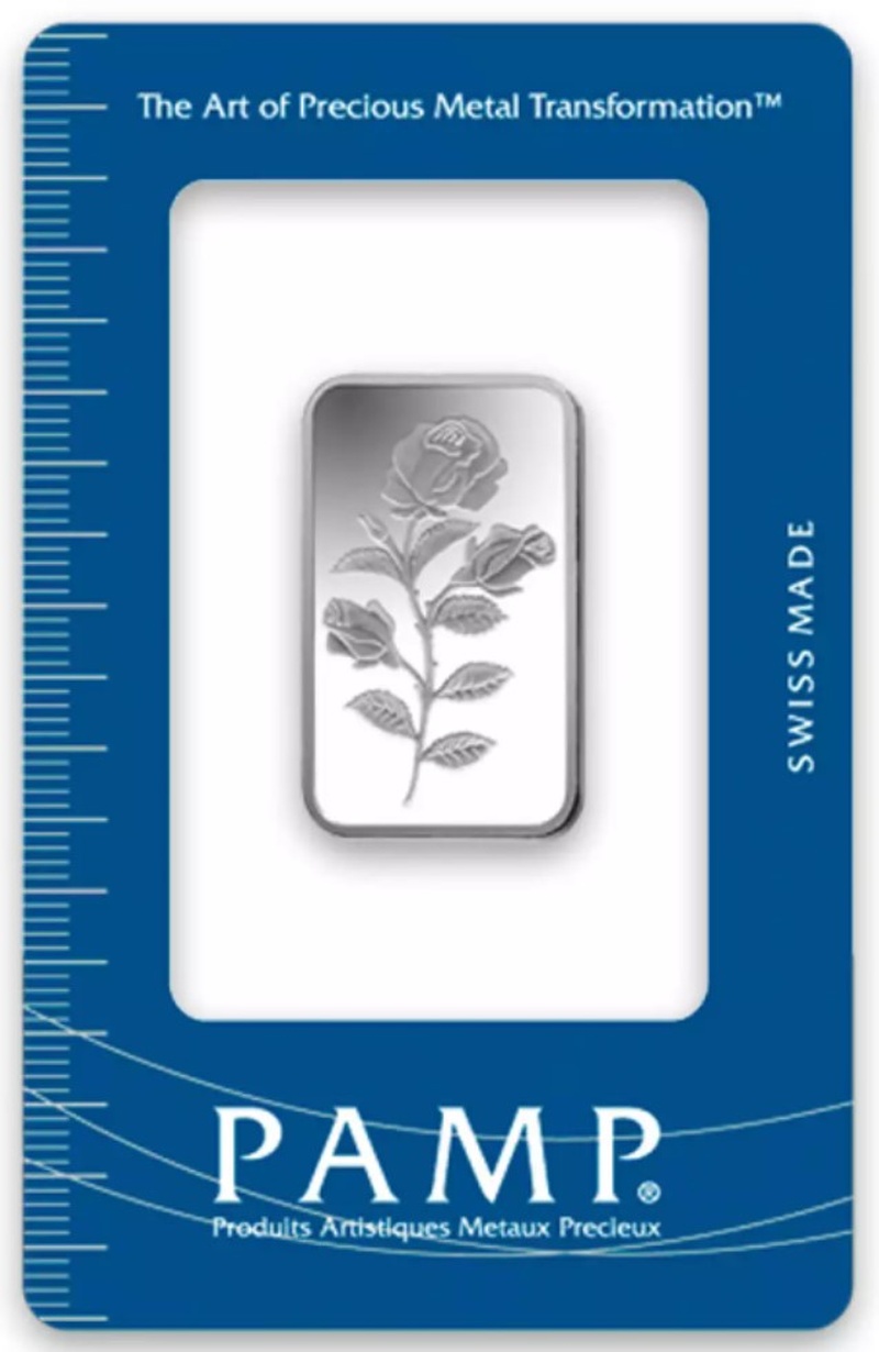 10g Silver Bar PAMP Rosa Minted