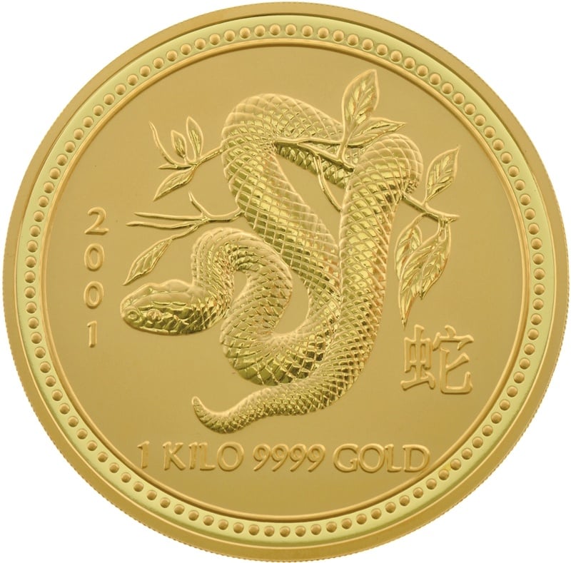2001 Year of the Snake Gold Coin 1kg Perth Mint Australian Lunar Series