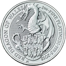 2018 1oz Red Dragon of Wales Platinum Coin Queen's Beasts