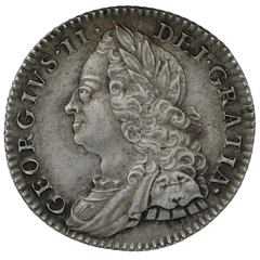 1758 Silver Sixpence Coin George II Milled