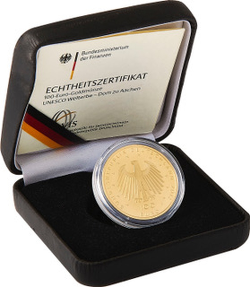 100 Euro 2012 UNESCO Welterbe Aachen German Gold Proof Coin Boxed