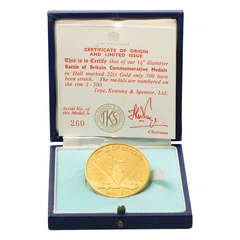1965 Battle of Britain 25th Anniversary Gold Medal TKS 1.5" Boxed