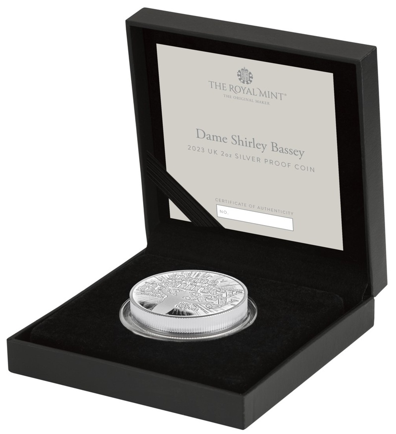 2023 Proof 2oz Shirley Bassey Silver Coin Music Legends Boxed