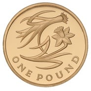 Gold Proof 2013 £1 One Pound Wales Floral