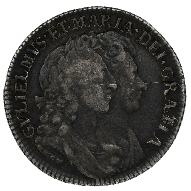1693 Silver Shilling Coin William & Mary
