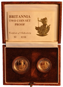 1988 Proof Gold Britannia 2 Coin Set Boxed