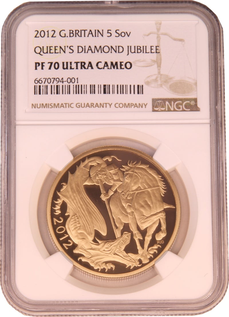 2012 Proof Gold £5 Coin Quintuple Sovereign NGC PF70