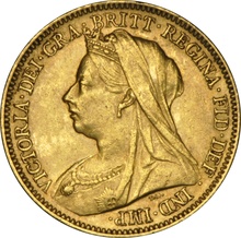 1901 Gold Half Sovereign Victoria Veiled Head NGC AU53