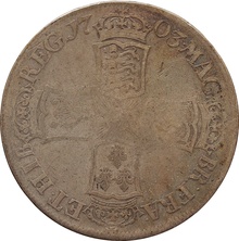 1703 Silver Half Crown Coin Queen Anne Vigo