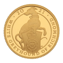 2021 Proof 1/4oz White Greyhound of Richmond Gold Coin Queen's Beasts Boxed
