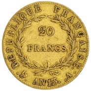 French 20 Francs Gold Coin Napoleon I Bare Head A AN13
