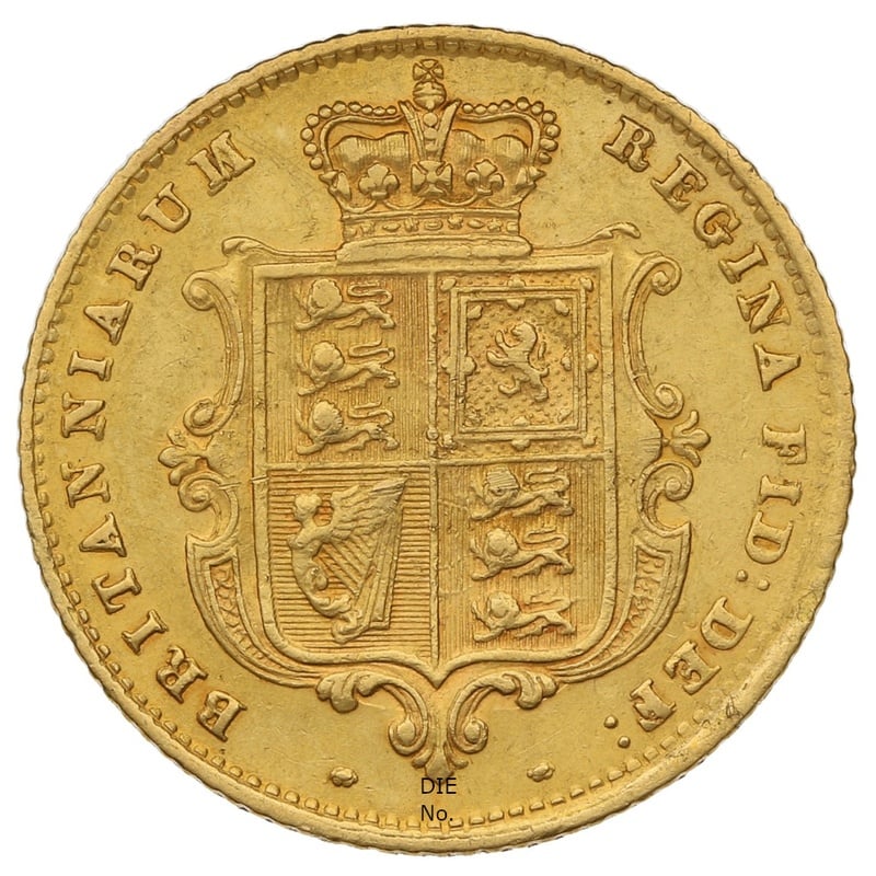 1864 Gold Half Sovereign Queen Victoria Young Head Shield Back
