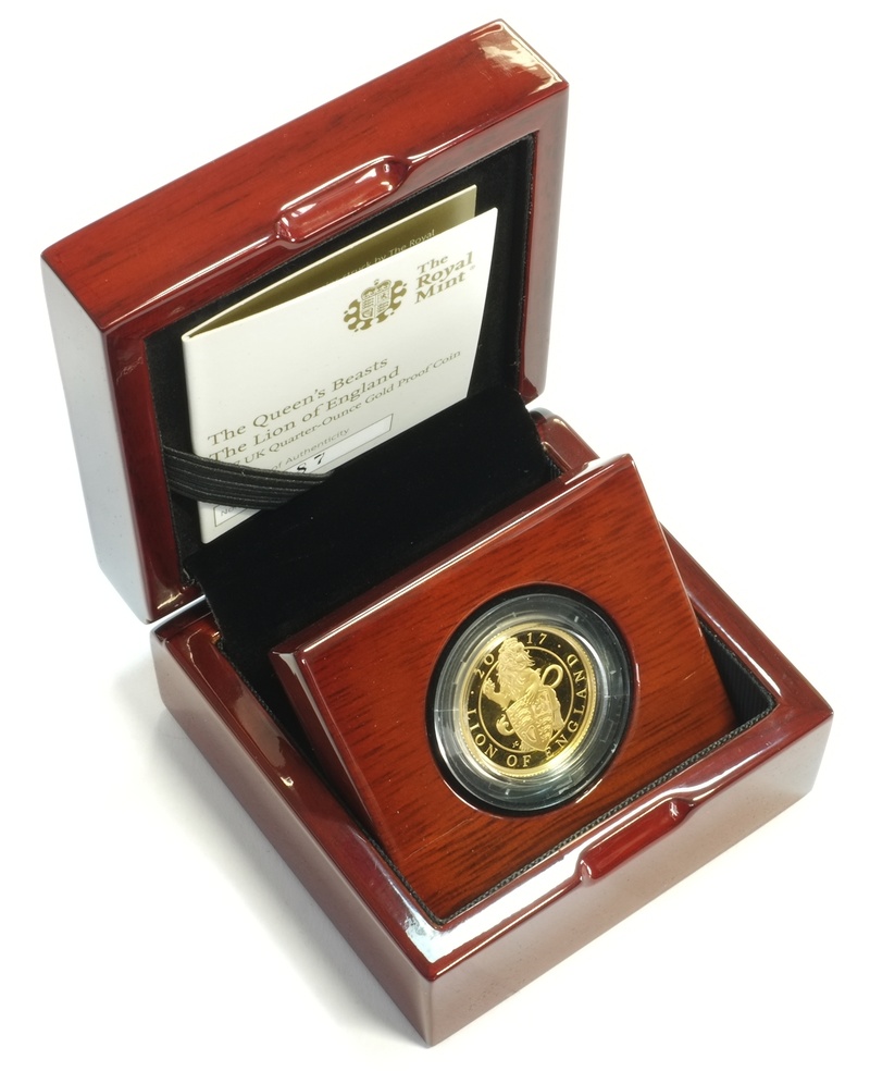 2017 1/4oz Quarter Ounce Proof Lion Gold Coin Queen's Beasts Boxed