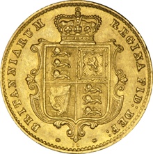 1867 Gold Half Sovereign Queen Victoria Young Head Shield Back NGC AU58