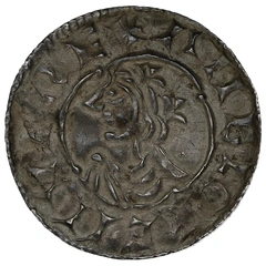 1016-1035 Cnut Silver Penny Hammered Quatrefoil Type Cambridge Leofsige