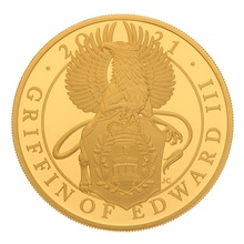 2021 Proof 5oz Griffin of Edward III Gold Coin Queen's Beasts Boxed