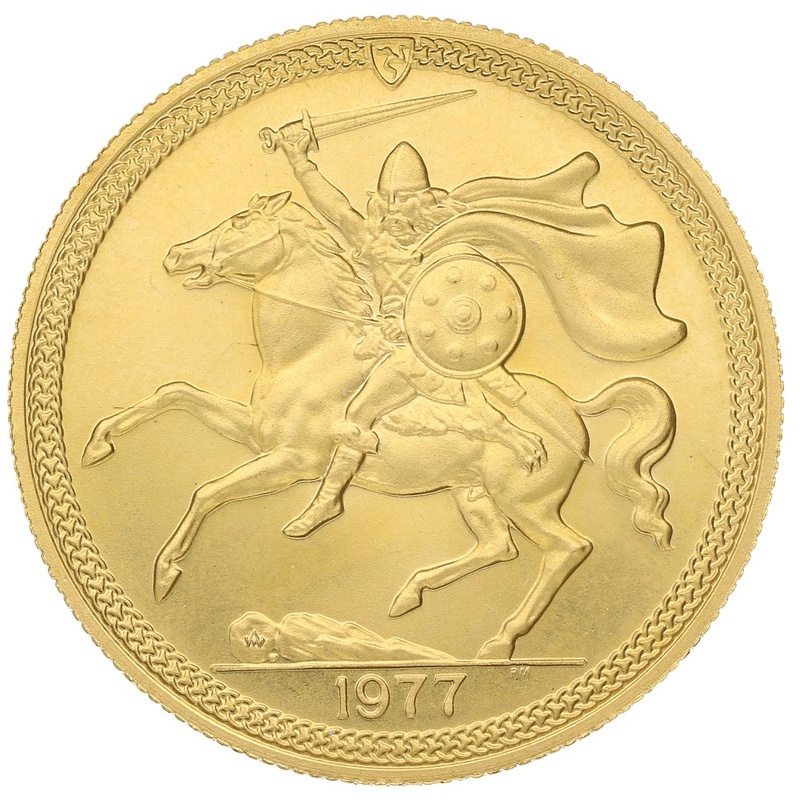 1977 Gold £5 Proof Coin Quintuple Sovereign Isle of Man