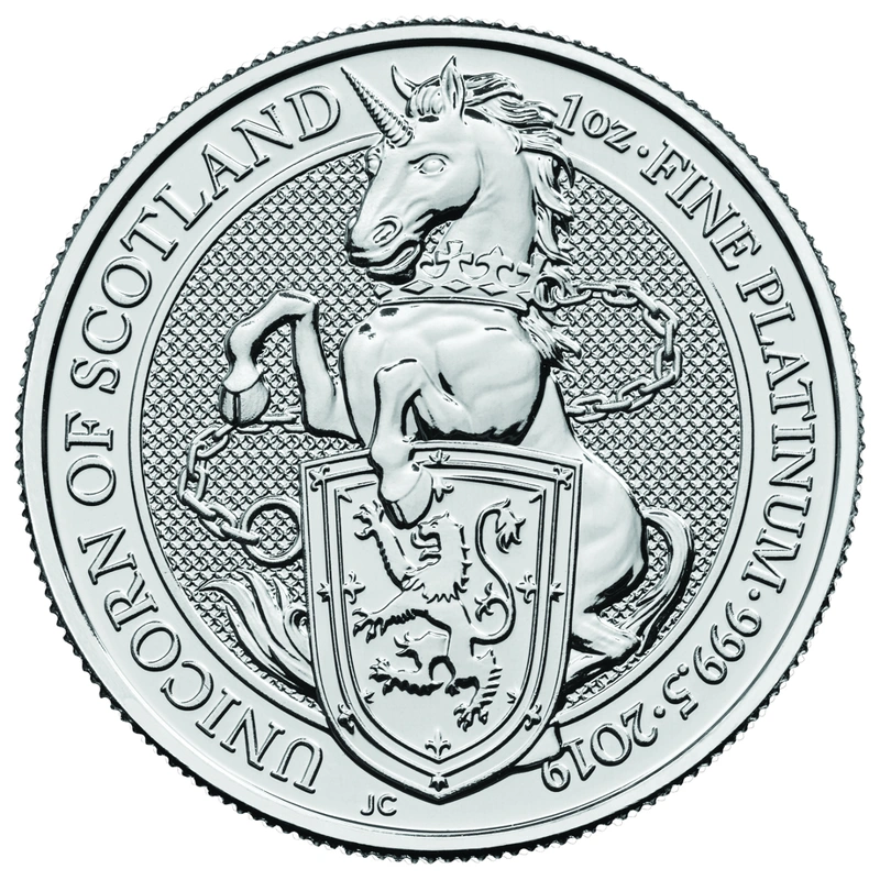2019 1oz Unicorn of Scotland Platinum Coin Queen's Beasts
