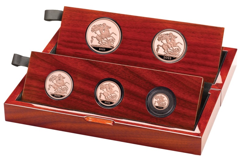 2023 Proof Gold Sovereign 5 Coin Set King Charles III Coronation Boxed