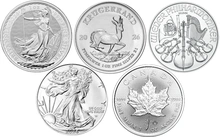 2026 1oz Silver Coin Set; Britannia, Krugerrand, Philharmonic, Eagle, Maple
