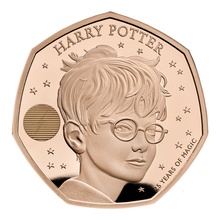 2022 Proof 50p 25th Anniversary of Harry Potter Gold Coin Boxed