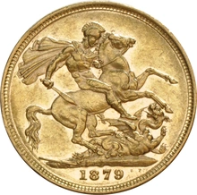 1879 Gold Sovereign Coin Queen Victoria Young Head Sydney