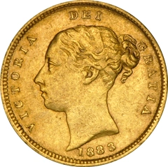 1883 Gold Half Sovereign Queen Victoria Young Head Shield Back NGC AU50