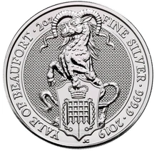 2019 2oz Yale Of Beaufort Silver Coin Queen's Beasts