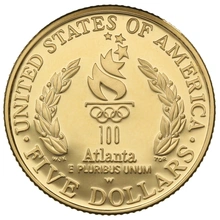 1996 Proof Atlanta Centennial Olympic - American Gold Commemorative $5 Boxed