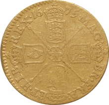 1675 Gold Half Guinea Coin Charles II Fine
