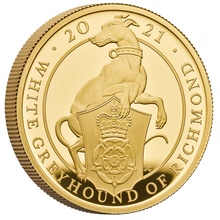 2021 1oz White Greyhound of Richmond Gold Coin Queen's Beasts Proof Gold Coin Boxed