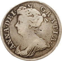 1714 Silver Half Crown Coin Queen Anne
