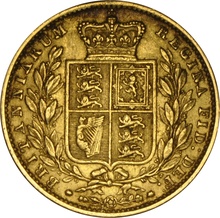 1855 Gold Sovereign Coin Queen Victoria Young Head Shield Back