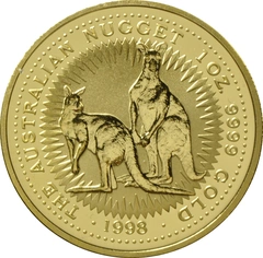 1998 Australian Kangaroo Gold Nugget Coin 1oz